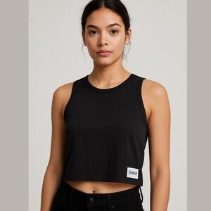 Calvin Klein Performance black cotton knit cropped sleeveless tank top Sz Large